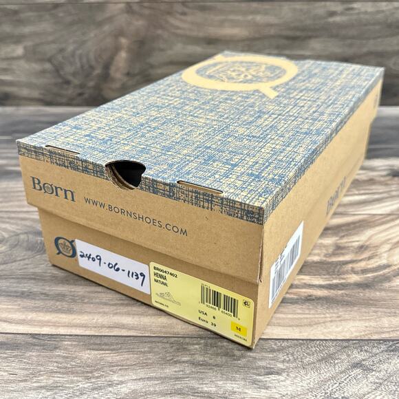 NIB Born Henna 8M Comfort Leather Slide Sandals Natural - Picture 12 of 13